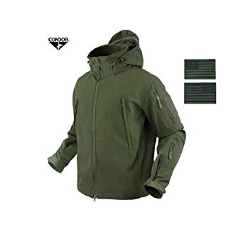 Condor 602 Summit Soft Shell Jacket, OD Green   2 Free Green Velcro Flag Patches