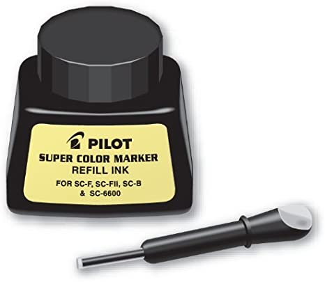 PILOT Super Color Permanent Marker Refill Ink, Black Ink, 1 Ounce Bottle with Dropper (43500) Lot of 2