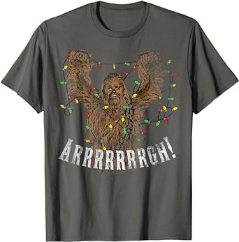 Star Wars Chewbacca Roar Christmas Lights Graphic T-Shirt T-Shirt