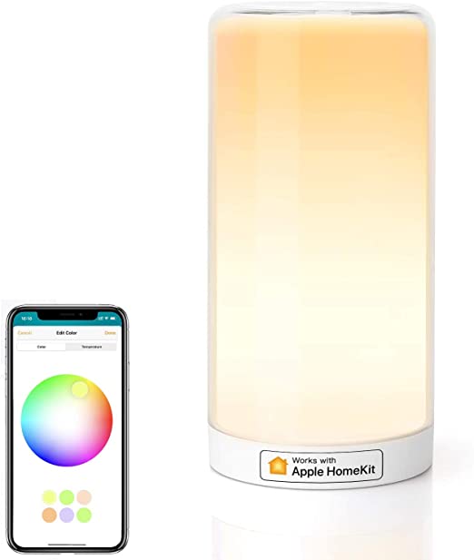 meross Smart Bedside Lamp Dimmable WiFi Table Lamp Night Light, Compatible with HomeKit (iOS13 ), Alexa, Google Assistant and SmartThings, Tunable White and Multi-Color, Touch Control, Voice and APP Control, Schedule and Timer