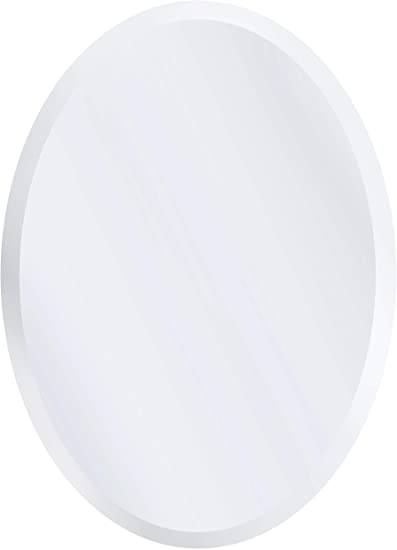 Red Co. Modern Minimalist Oval Wall Mirror, Frameless with Beveled Edge, Large, 20x28 Inches
