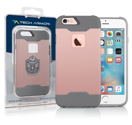 Apple iPhone 6S Case, Tech Armor Apple iPhone 6S / iPhone 6 (4.7-inch) Rose Gold/Cool Gray Active Series Rugged Case - Lifetime Warranty