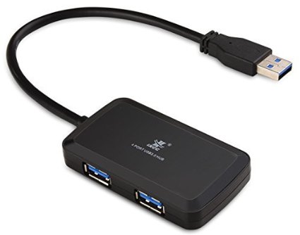 iXCC 4 Port Compact Portable High Speed USB 30 Data Hub for Windows Mac OS Linux With Built-in 10-Inch USB 30 Cable - Black