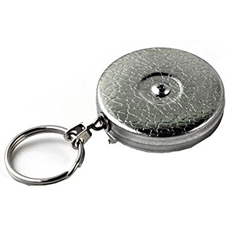 KEY-BAK Original Series Retractable Reel with 24 Inch Stainless Steel Chain, Chrome Front, Steel Belt Clip, 8 oz. Retraction Force, Split Ring