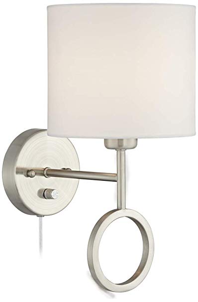 Amidon Brushed Nickel Drop Ring Plug-in Wall Lamp