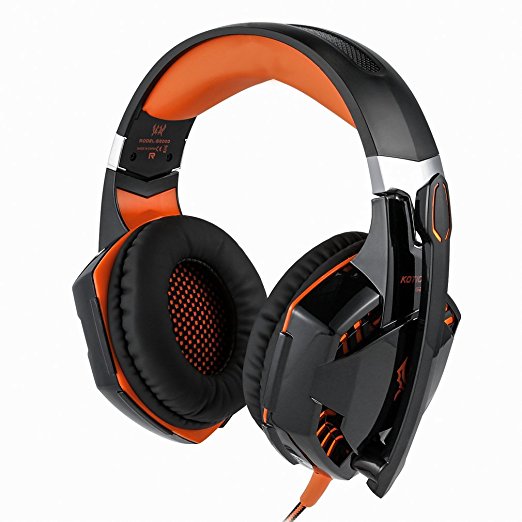 PS4 Gaming Headset, YKS Xbox One PS4 Gaming Headphone with Omnidirectional Microphone, Volume Control, USB LED Light for PS4 PC Xbox Laptop Mac Playstation4(Black & Orange)