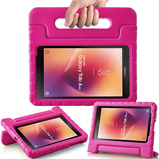 AVAWO Kids Case for New Samsung Galaxy Tab A 8.0 2017 - Shock-proof Light Weight Super Protection Handle Stand Case for Samsung Galaxy Tab A 8-inch 2017 Tablet (SM-T380/SM-T385), Rose