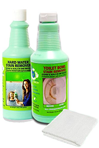 Bio Clean: Hard Water Stain Remover: Buy 1 Cleaner (2OozMedium) get 2nd Bottle Half off! PLUS 1 Free Magic Cloth. Cleaner Removes Tough Hard Water Stains Caused by mineral deposits acid rain & alkali.