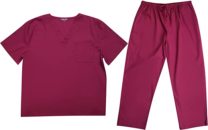 Tropi Mens Scrub Sets - Four Pocket Medical Scrubs Uniform (V-Neck with Cargo Pant)