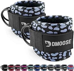 DMoose Ankle Straps for Cable Machines for Kickbacks, Glute Workouts, Leg Extensions, Curls, and Hip Abductors for Men and Women, Adjustable Ankle Strap with Double D-Rings and Neoprene Support