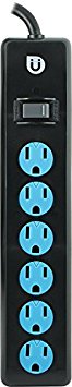 Uber 25115 Power Strip, 6 Outlets 4-Feet Cord Safety Covers