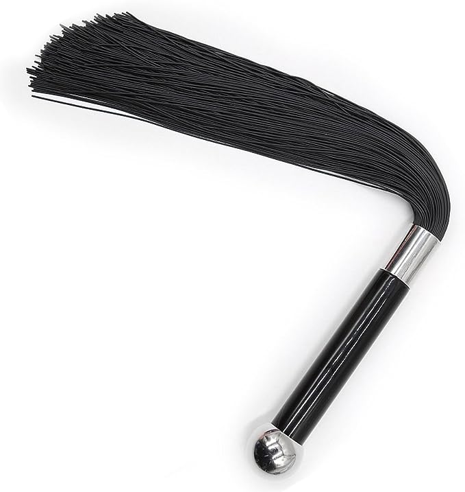 LUOEM Silicone Flogger Silicone Whip for Role Play Costume Accessory Acrylic Handle Tassels Whip for Couples Toy (Black)