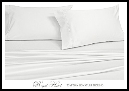 Royal Hotel's Solid White 600-Thread-Count Super-Deep 4pc Queen Bed Sheet Set 100% Egyptian Cotton, Sateen Solid, Extra Deep Pocket