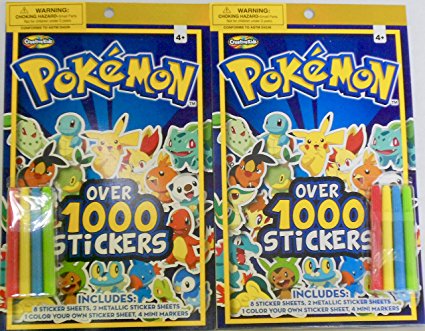 Pokemon 1000 Stickers Sticker Pad - 2 Pad Bundle