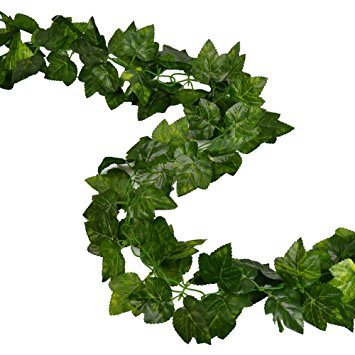 RURALITY 16 Ft -2 Artificial Ivy Silk Fake Vines Hanging Wedding Garland ,Grape Leaves,Pack of 2
