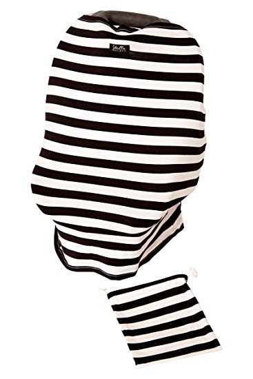 Multi-Use Baby Car Seat Canopy Cover | Nursing, Breastfeeding Cover | Unique Baby Gift (Black and White)
