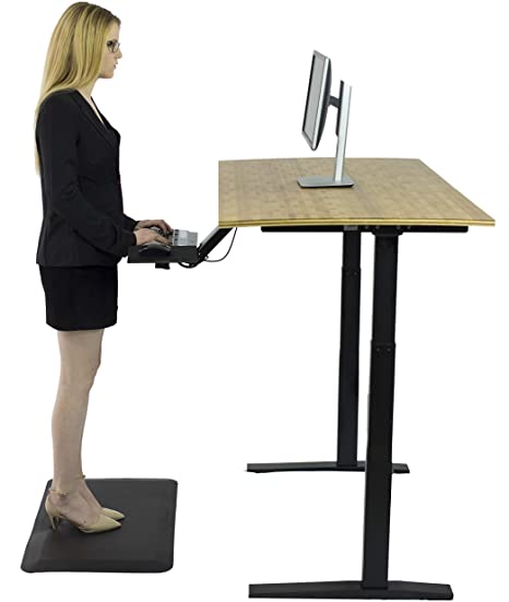RISE UP Dual Motor Bamboo Electric Standing Desk small adjustable height ergonomic powered sit to stand up home office(Frame Height 27.2-45.3" |Frame Color: Black, Desktop Color: Natural Bamboo, 48x30