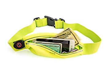 LED Reflective Running Belt Pouch with USB Rechargeable Light - iPhone 6 Plus, Phone, Key Holder for Runners - Waist Fanny Pack for High Visibility during Walking and Cycling