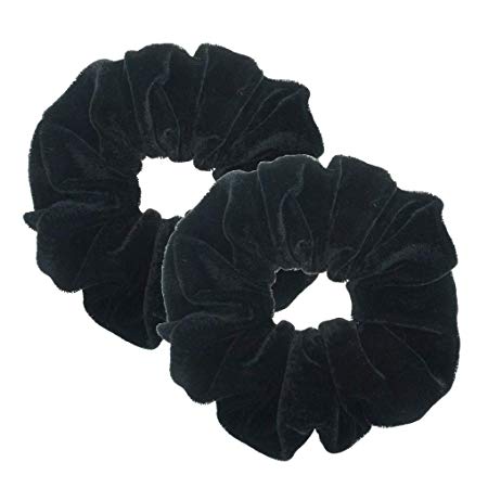 2 Pcs Black Color Large Size Scrunchies for Hair Women Hair Elastic Bands