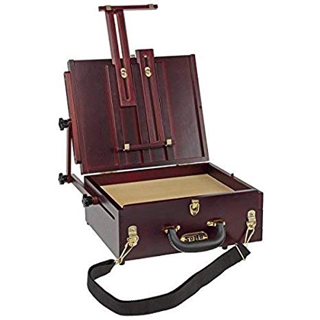 Soho Urban Artist Pochade Box Artist Easel - Plein Aire French Easel Fully Adjustable Infinite Range of Angles for Oil, Watercolor Painting & Pastels, Lightweight & Portable, Stained Lacquered Wood