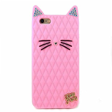 iPhone 6S Case, MC Fashion[Bling Bling Cat Silicone Case] Bling Ears & Cute Whiskers, Protective Silicone Phone Case for Apple iPhone 6S and iPhone 6 (Pink)