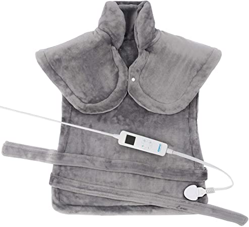 RENPHO Large Heating Pad for Full Back, Neck & Shoulders, 24"x33'' Electric Heating Wrap for Muscle Pain, Fast-Heating with 6 Temperature Settings, Auto Shut Off Available, ETL Certified - Gray