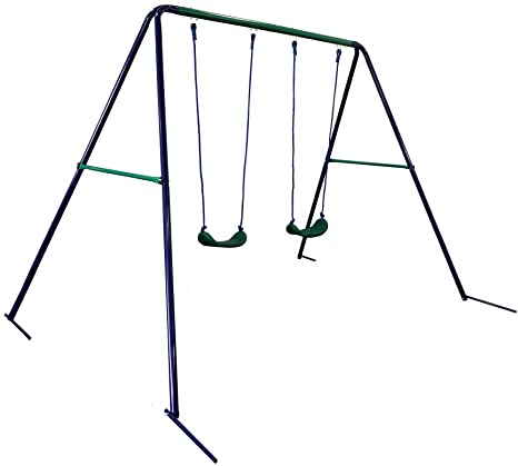 ALEKO BSW03 Outdoor Sturdy Child Swing Seat with 2 Swings - Blue and Green