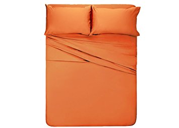 Honeymoon Brushed Microfiber Queen Bed Sheet Set, Orange