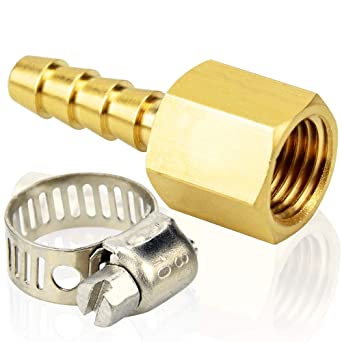 Tailonz Pneumatic 1/4 Inch Barb x 1/4 Inch NPT Brass Female Hose Fitting Connector （Pack of 10）