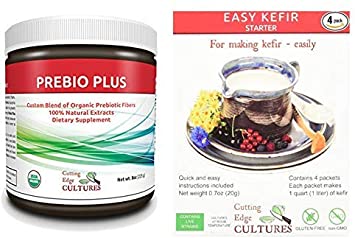 Cutting Edge Cultures Prebio Plus Prebiotic Fiber Powder Best Custom Blend of Organic Prebiotic Fibers Dietary Supplement 8 oz (1 Prebio Plus   1 Kefir 20g)
