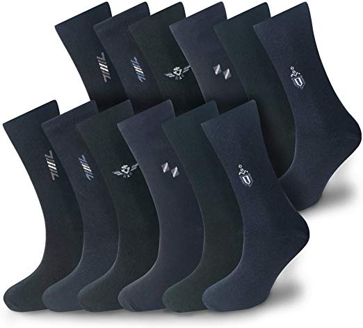 Mens Dress Socks - Casual Dress Socks for Men 12 Pack, Premium Value Socks Men Pack, All Season Wear Mens Socks, Bulk Pack by Lykia