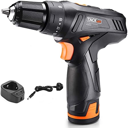 TACKLIFE Cordless Drill 12V,19 1Clutch,Variable Speed,Electric Screwdriver with 2.0Ah Lithium Battery Pack, PCD02C