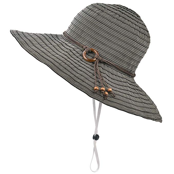 ENJOYFUR Wide Brim Sun Hats for Women Foldable Summer Beach Hats UPF 50  Packable Travel Bucket Cap