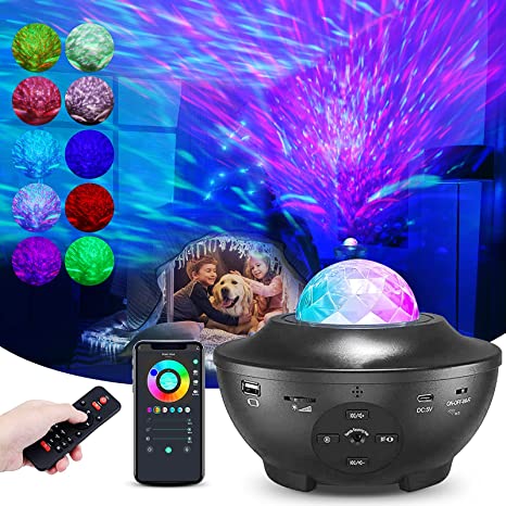 Star Projector, Galaxy Projector for Bedroom Compatible with Alexa Bluetooth Skylight Projector with Remote for Kid Adult 16 Million Colors Adjustable Built-in Music Speaker, Timer for Party