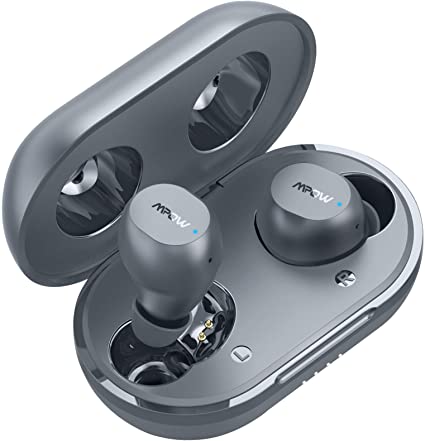 Wireless Earbuds, Mpow M12 Bluetooth Earbuds, Wireless Charging & USB-C Charging Case Bluetooth Headphones Wireless Earphones w/Mic, Bass Sound/IPX8 Waterproof/Touch Control/25 Hrs/Dual Modes, Gray