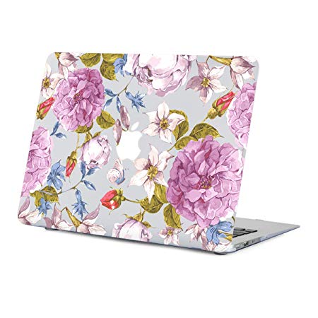 MacBook Air 13.3 inch Clear Case Flower,Purple Flower Hard Shell Case Cover Model:A1466/A1369 with Keyboard Cover Released 2010-2017