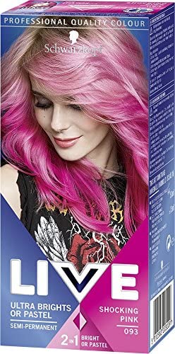 Schwarzkopf Live Ultra Bright or Pastel Colouration, Shocking Pink Number 093 - Pack of 3