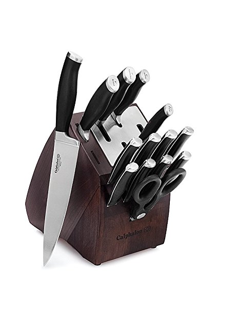 Calphalon Contemporary Self-Sharpening 15-piece Knife Block Set with Sharp-In Technology, Black/Silver