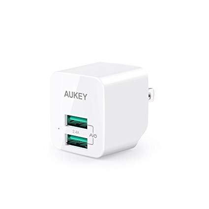 AUKEY USB Wall Charger, ULTRA COMPACT Dual Port 2.4A Output & Foldable Plug for iPhone XS / iPhone XS Max / iPhone XR, iPad Pro/Air 2 /Mini 4, Samsung and More