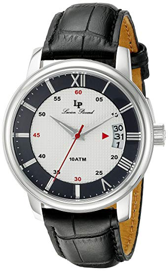 Lucien Piccard Men's LP-40019-02S-BC Amici Stainless Steel Watch with Black Leather Band