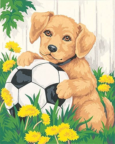 Dimensions Puppy and Soccer Ball Paint By Number for Adults, 8'' W x 10'' L