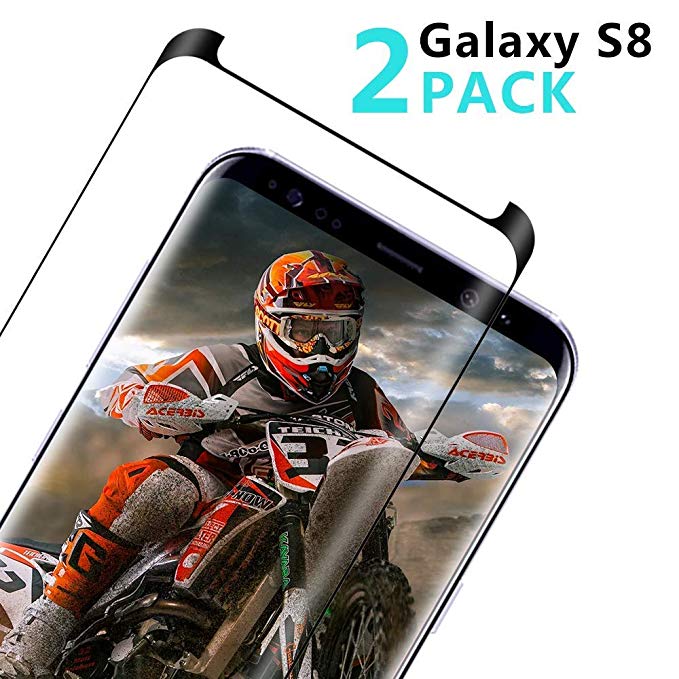 Samsung Galaxy S8 Glass Screen Protector, Additt Full Coverage/Premium Tempered Glass/Scratch Resistant/HD Clear 3D/Anti-Bubble Screen Film for Samsung Galaxy S8 (2 Pack)(5.8")