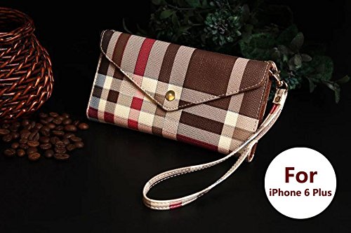 Iphone 6s Plus Case with Wristlet Strap wallet Case for Iphone 6 Plus / 6s Plus 5.5" Screen (brown)
