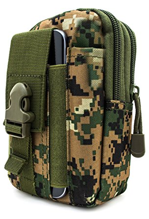 Bastex Universal Multipurpose Tactical Cover Smartphone Green Camo Holster EDC Security Pack Carry Case Pouch Belt Waist Bag Gadget Money Pocket for iPhone 6s Samsung Galaxy S7 Note5 LG G5 iPhone 7