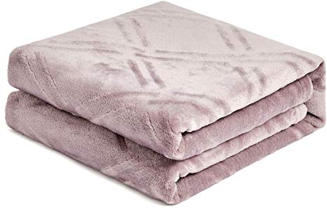 HT&PJ Super Soft Lightweight Flannel Fleece Throw Blanket Microfiber Velvet Cozy Warm Throw Blanket for Living Room (Throw 50" X 60" Light Purple)
