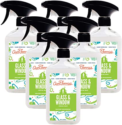 Aunt Fannie’s Glass & Window Cleaning Vinegar Wash - Natural Streak-Free Glass Cleaner - 16.9 oz Bottle (6-Pack)