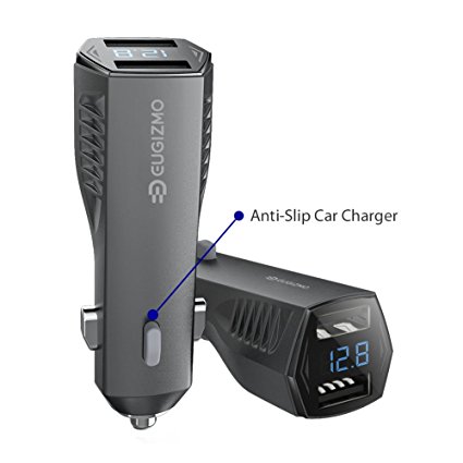 LED Display Car Charger - Dual Ports USB Car Charger, 4.8A 24W 2 Smart Port Rapid Car Charger for iPhone 7 6S Plus 6 Plus 6, Android Galaxy S7 Edge S6 Edge Plus Note 5 4 S5, Black