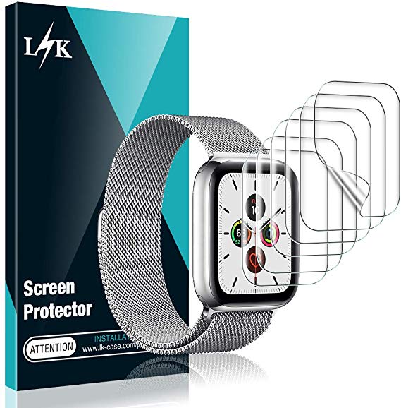 [6 Pack] L K Screen Protector for Apple Watch Series 5 40mm, [Full Coverage] [Self Healing] Anti-Bubble for iWatch 5 Flexible TPU HD Clear Film, Lifetime Replacement Warranty