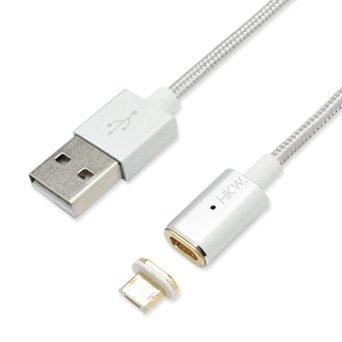 HKW Magnetic MicroUSB Charging Cable 4Ft12m Silver12288- Genuine Product