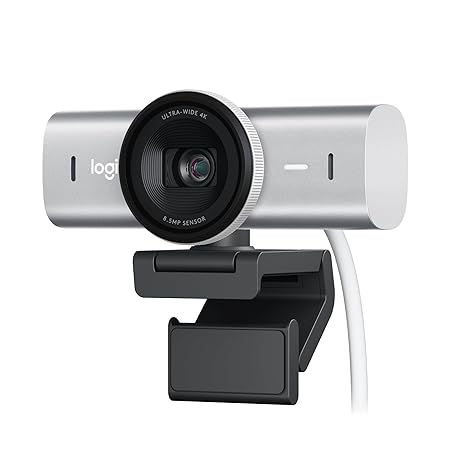 Logitech MX Brio Ultra HD 4K Collaboration and Streaming Webcam, 1080p at 60 FPS, Dual Noise Reducing Mics, Show Mode, USB-C, Webcam Cover, Works with Microsoft Teams, Zoom, Google Meet